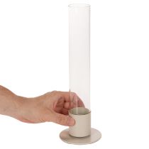tételeket Modern kúpos gyertyatartó üveghengerrel és talppal, 31 cm