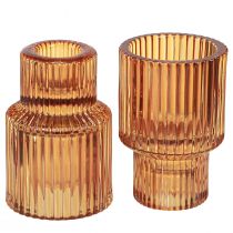 tételeket Pálcás gyertyatartó üveg narancssárga teamécses tartó H8cm 4 db