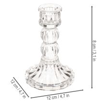 tételeket Átlátszó gyertyatartó, klasszikus dizájn, asztaldísz, 12 cm, 2 darab