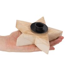tételeket Rusztikus, csillag alakú fa gyertyatartó kúpos gyertyákhoz, 16 cm