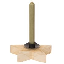 tételeket Rusztikus, csillag alakú fa gyertyatartó kúpos gyertyákhoz, 16 cm