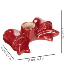 tételeket Piros, masni alakú gyertyatartók 11 cm-es kúpos gyertyákhoz, 2 darab