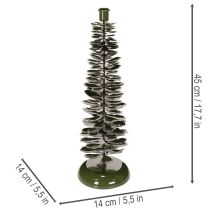 tételeket Karácsonyfa mintás gyertyatartó, zöld fém, 45 cm