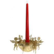 Karácsonyi dekorációs gyertyatartó angyalokkal Arany Ø18cm