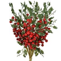 tételeket Karácsonyfaág, művirág, Ilex bogyók, 45 cm, 6 db
