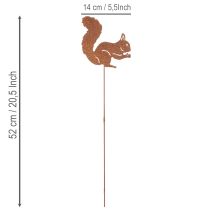 tételeket Kerti karó mókus rozsda díszkaró virágágyásba és virágcserépbe 52cm 2db
