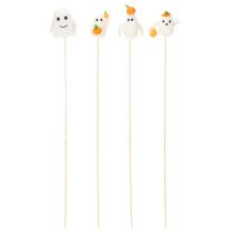 tételeket Szellemfigurák fapálcákon, Halloween dekoráció, 54 cm, 8 darab
