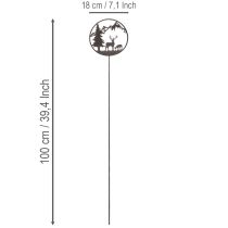tételeket Díszítő karó, erdei állatok, szarvas és fenyőfa, 100cm