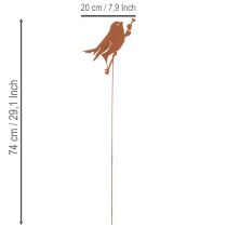 tételeket Madárkerti karó, rozsdás fém díszkaró, 52cm
