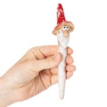 tételeket Ragasztós törpefigura, hosszú szakállal és gomba alakú kalappal, díszítéssel, 17cm, 2 darab