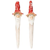 tételeket Ragasztós törpefigura, hosszú szakállal és gomba alakú kalappal, díszítéssel, 17cm, 2 darab