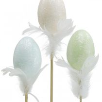 Mesterséges húsvéti tojások rúdon pasztell tojás Húsvéti dekoráció H6cm 6db