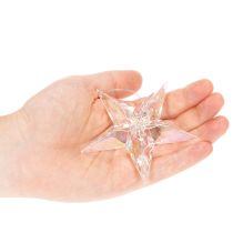 tételeket Dekoratív csillagdíszek, irizáló átlátszó akril, karácsonyfadíszek, 9 cm, 6 darab