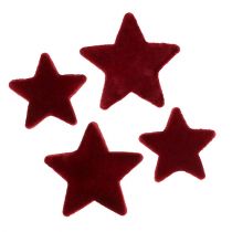 tételeket Karácsonyi dekorációs csillagok Bordeaux bolyhos asztaldísz 4-5cm 40db