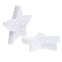 Csillagok fehér 6,5cm csillámmal 36db