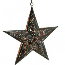 Karácsonyi fogas csillag fém csillag fekete H25,5cm