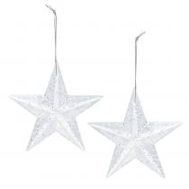 tételeket Csillag akasztható átlátszó csillámmal 9,5cm 12db