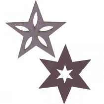 tételeket Deco fa csillagok lila mikulásvirág öntapadós 4cm mix 36db