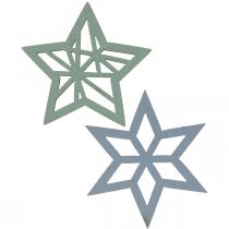 tételeket Deco csillagok fa kék, zöld fa csillagok karácsonyi 4cm mix 36db