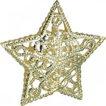 tételeket Szórt dekorációs csillagok, fénylánc rögzítés, karácsonyi, fém dekoráció arany Ø6cm 20 db