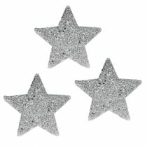 tételeket Szórt csillagok csillámmal Ø6,5cm ezüst 36db
