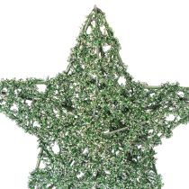 tételeket Dekoratív zöld drótcsillag készlet, két méret, 10 cm, 12 darabos