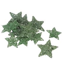 tételeket Dekoratív zöld drótcsillag készlet, két méret, 10 cm, 12 darabos