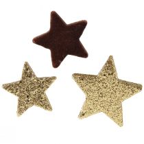 tételeket Csillag szórt dekoráció keverék barna és arany karácsonyi dekoráció 4cm/5cm 40db