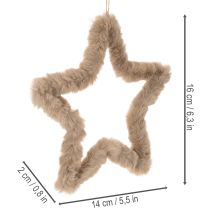 tételeket Dekoratív, csillag alakú műszőrme dekoráció akasztásra, 30 cm, 3 darab