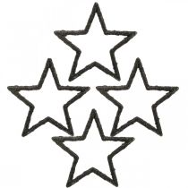 Szórt dekoráció Karácsonyi csillagok fekete csillogás Ø4cm 120db