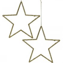 Karácsonyi dekoráció csillag medál arany glitter 12cm 12db