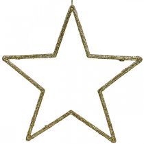 Karácsonyi dekoráció csillag medál arany glitter 17,5cm 9db