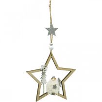 Karácsonyi dekoráció csillag fa deko fogas Ø13,5cm 4db