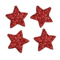 tételeket Szórványdísz csillagok piros 2,5cm csillám 96db
