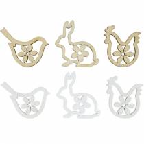 tételeket Szórványdísz nyuszik, csirkék és madarak fa húsvéti dekoráció szóráshoz 72 db