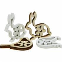 tételeket Szórványdísz nyuszik, csirkék és madarak fa húsvéti dekoráció szóráshoz 72 db