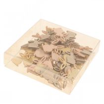 tételeket Fa szórt díszek, húsvéti szóródarabok, húsvéti nyuszi, sárga tónusok 4cm, 72 db