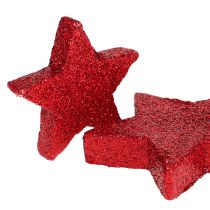 Elszórtan díszített csillagok piros, csillám 4-5cm 40db