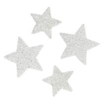 Szórt csillagok fehér csillámmal 4-5cm 40db
