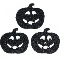 Scatter dekoráció Halloween sütőtök dekoráció 4cm fekete, csillogó 72db