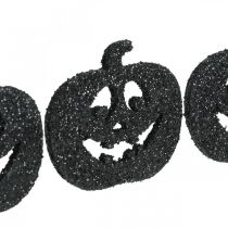 Scatter dekoráció Halloween sütőtök dekoráció 4cm fekete, csillogó 72db
