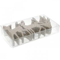 tételeket Szórványdísz Karácsonyi szarvas dekoráció arany glitter 6×8cm 24 db