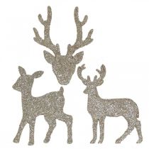 tételeket Szórványdísz Karácsonyi szarvas dekoráció arany glitter 6×8cm 24db