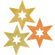 tételeket Fából készült csillagok deco permetező karácsonyi narancs H4cm 72db