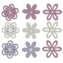 Fa virágok szétszórt dekoráció virágok lila/rózsaszín/fehér Ø3,5cm 48p