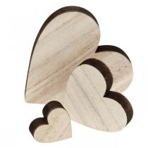 Fából készült szívek szórt dekoráció szív természet barna asztaldísz 29St