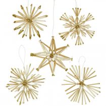 Straw Stars Glitter Gold szett karácsonyi díszek Ø8cm 24db