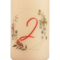 tételeket Adventi koszorú gyertya szett 1-4 krémszínű karácsonyi motívum RAL minőség Németországban készült 130/70mm 4db