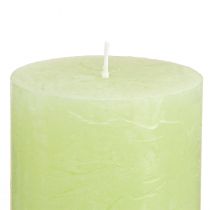 tételeket Lime zöld színű festett oszlopgyertyák 70×80 mm 4 db-os csomag - Hangulatdekoráció és fény