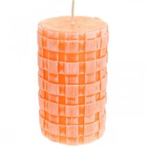 Rusztikus gyertyák, oszlopos gyertyák kosár minta, narancssárga viasz gyertyák 110/65 2db